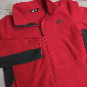 The North Face Fleece Jacket Red Gray Full Zip Men's Size Large Outdoor Wear OSU